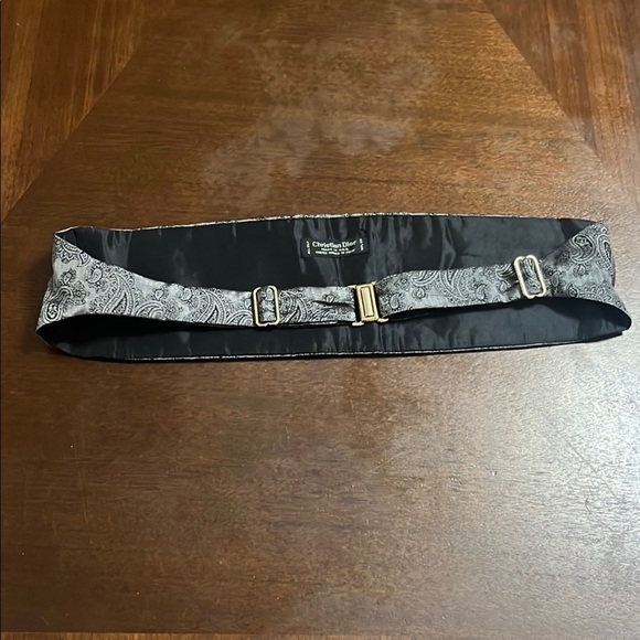 Christian Dior Black and Gray Paisley Men's Belt